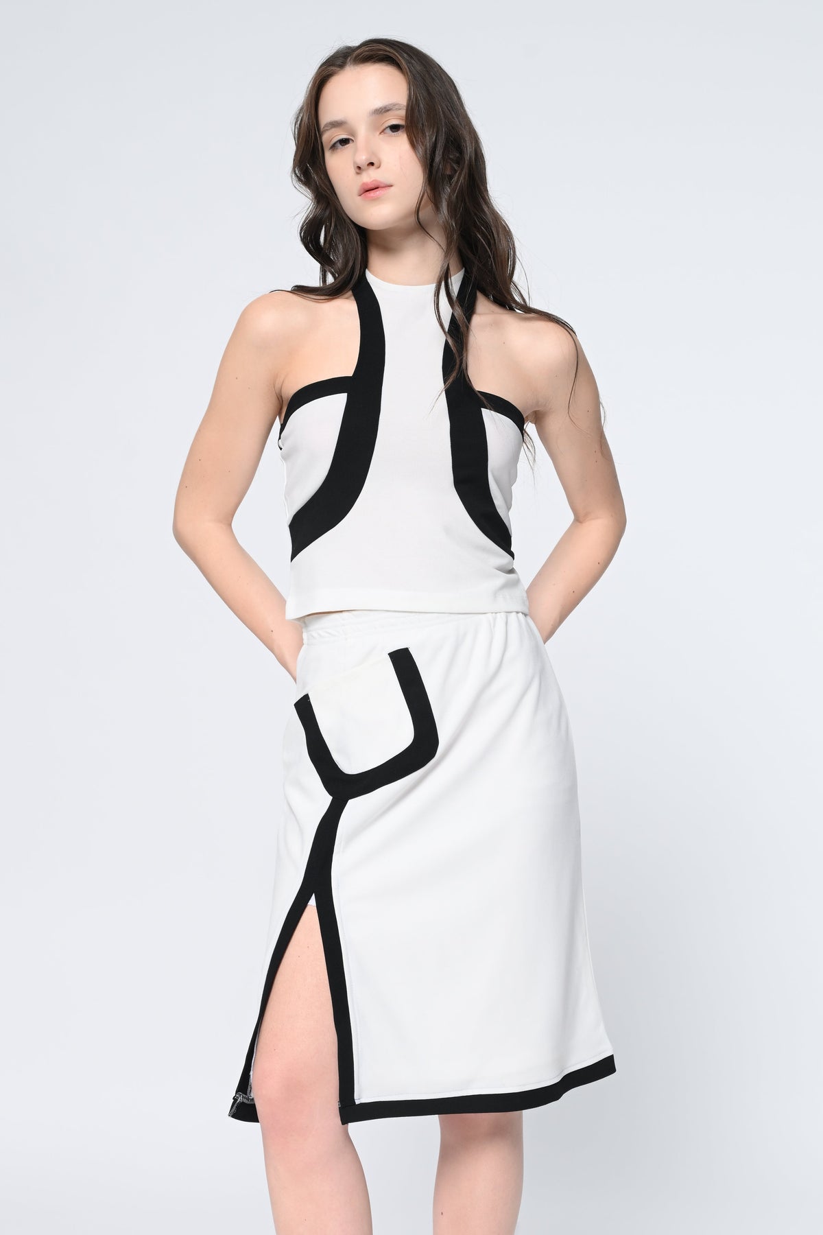 White Halter Neck Crop Top