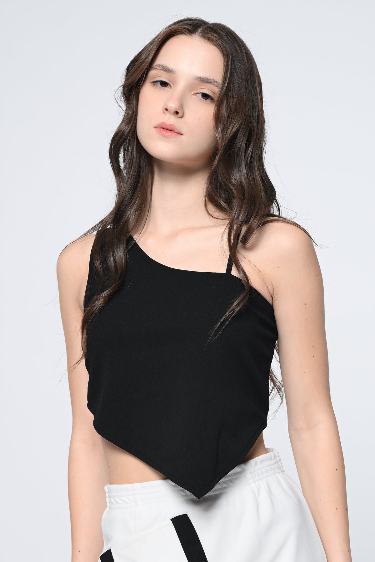 Black V Shape Crop Top