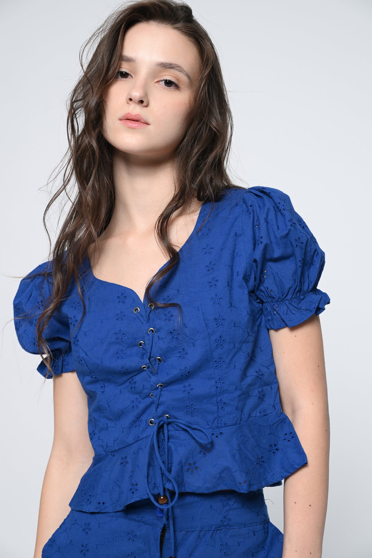 Royal Blue Schiffli Co-Rd Set