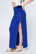 Royal Blue Side Slit Zipper Skirt