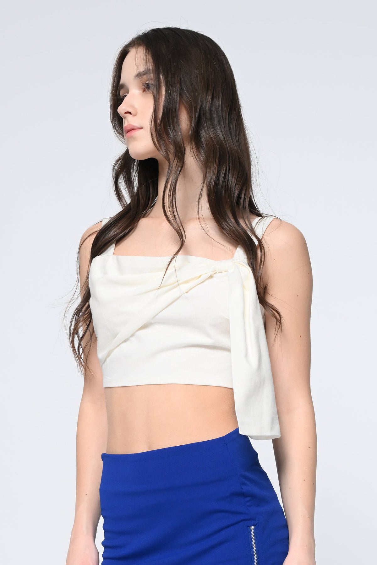 White Front Tie Top