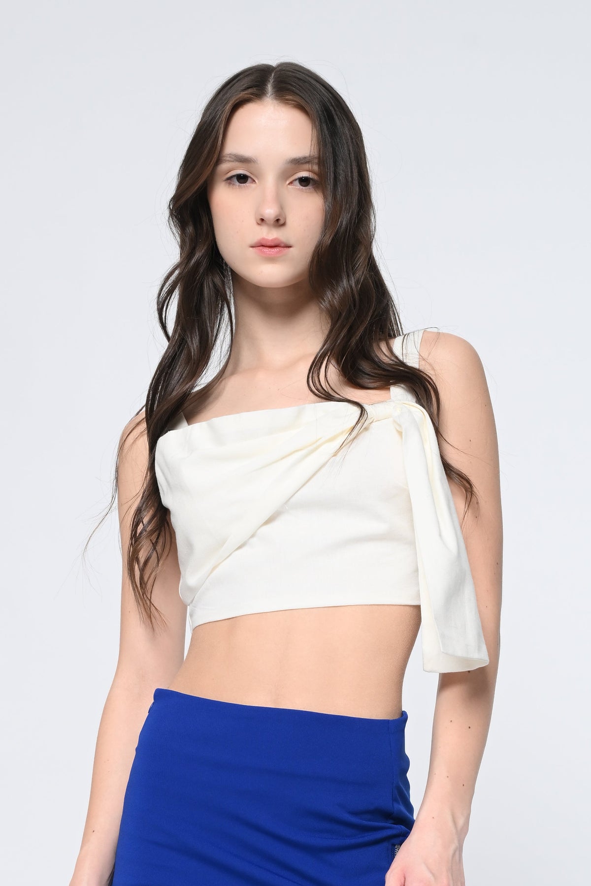 White Front Tie Top