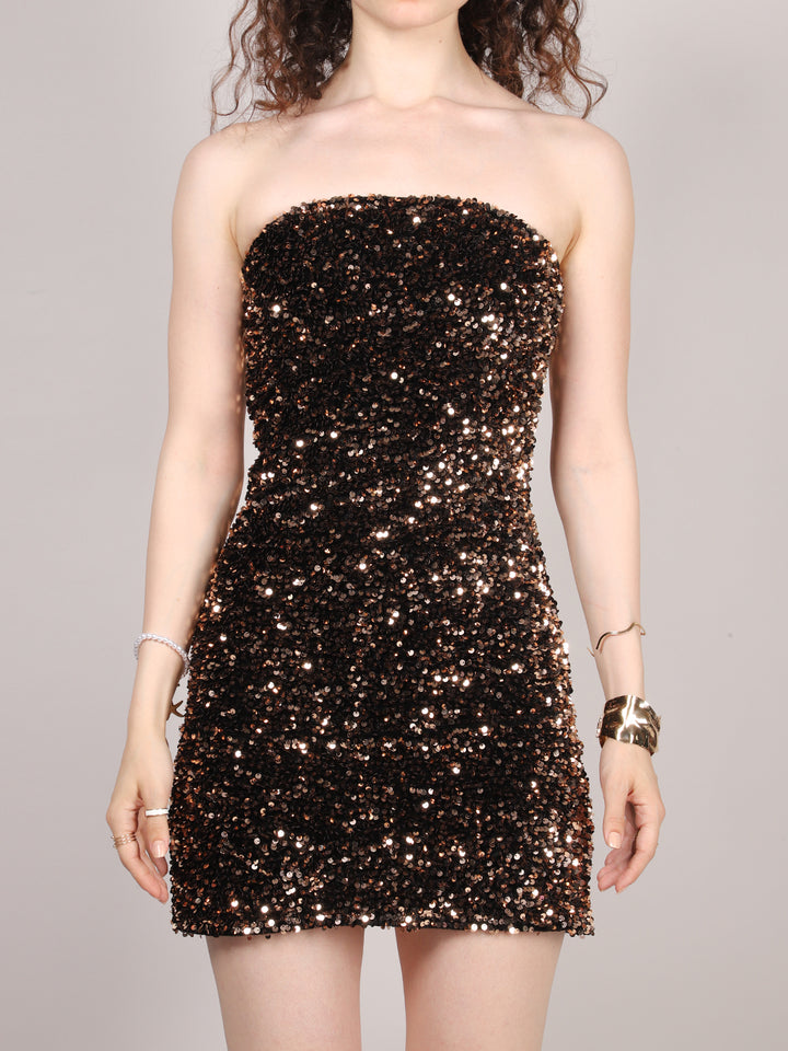 Golden Sequins Bodycon Mini Dress