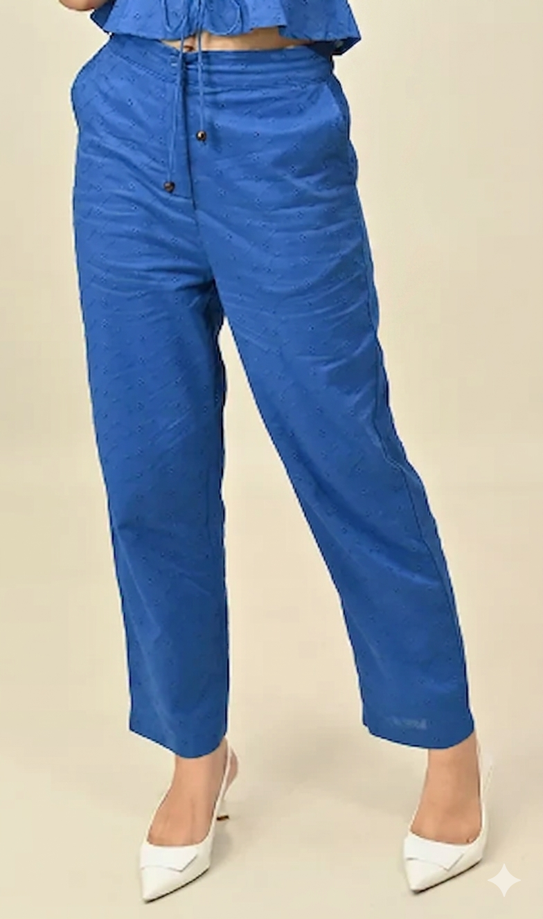 Azure Elegance Crop Top & Wide-Leg Pants Co-Ord Set