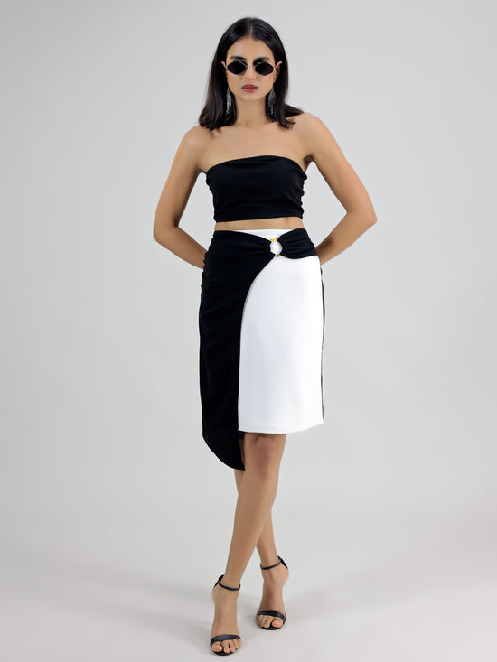 Black And White Buckel Skirt