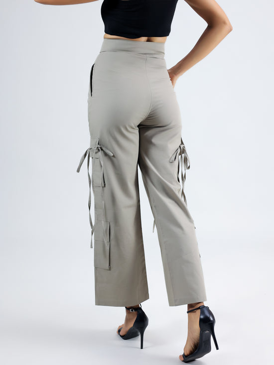 Ruched Crop Top & High-Waisted Cargo Pants Co-Ord Set
