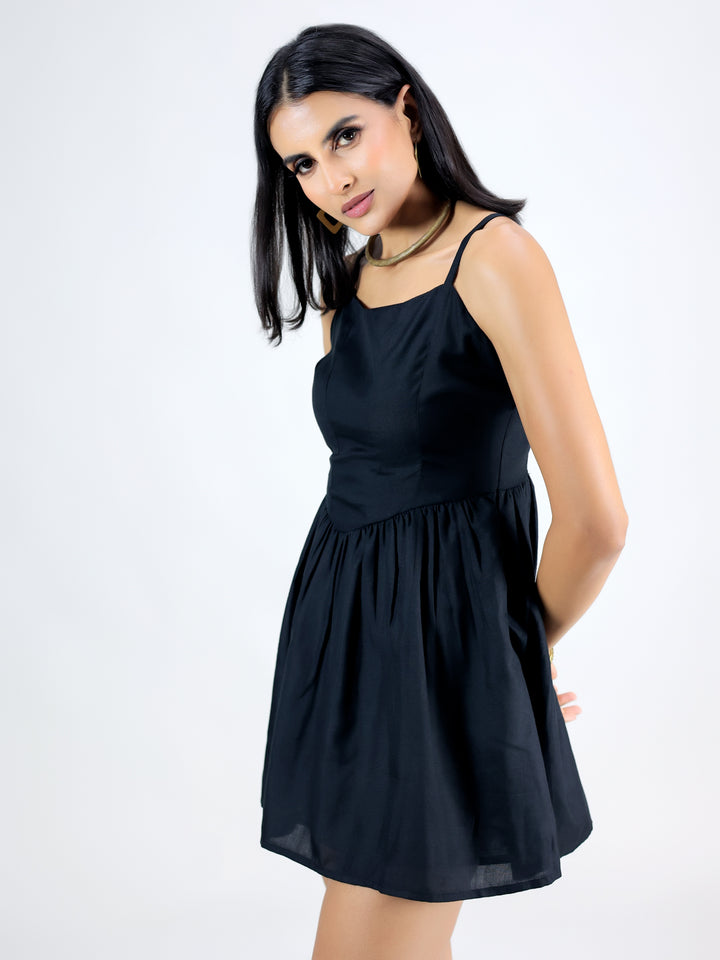 BLACK MINI BACK CUT OUT DRESS