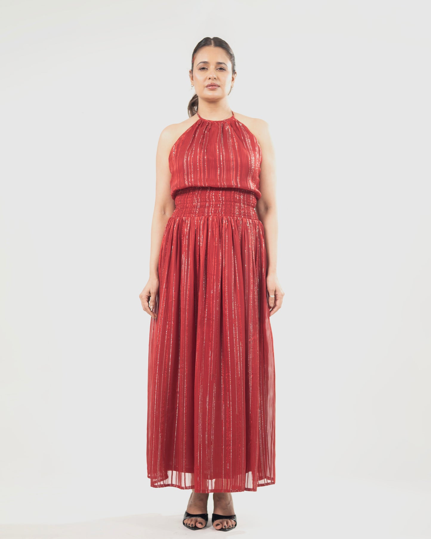 Crimson Radiance Maxi Dress