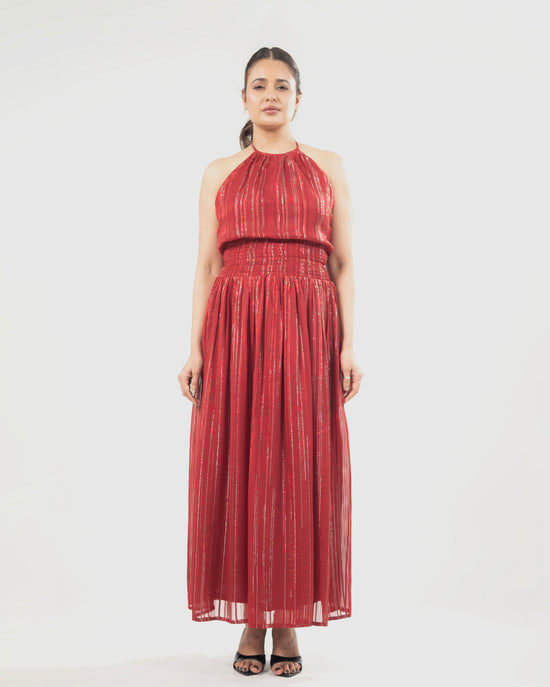 Crimson Radiance Maxi Dress