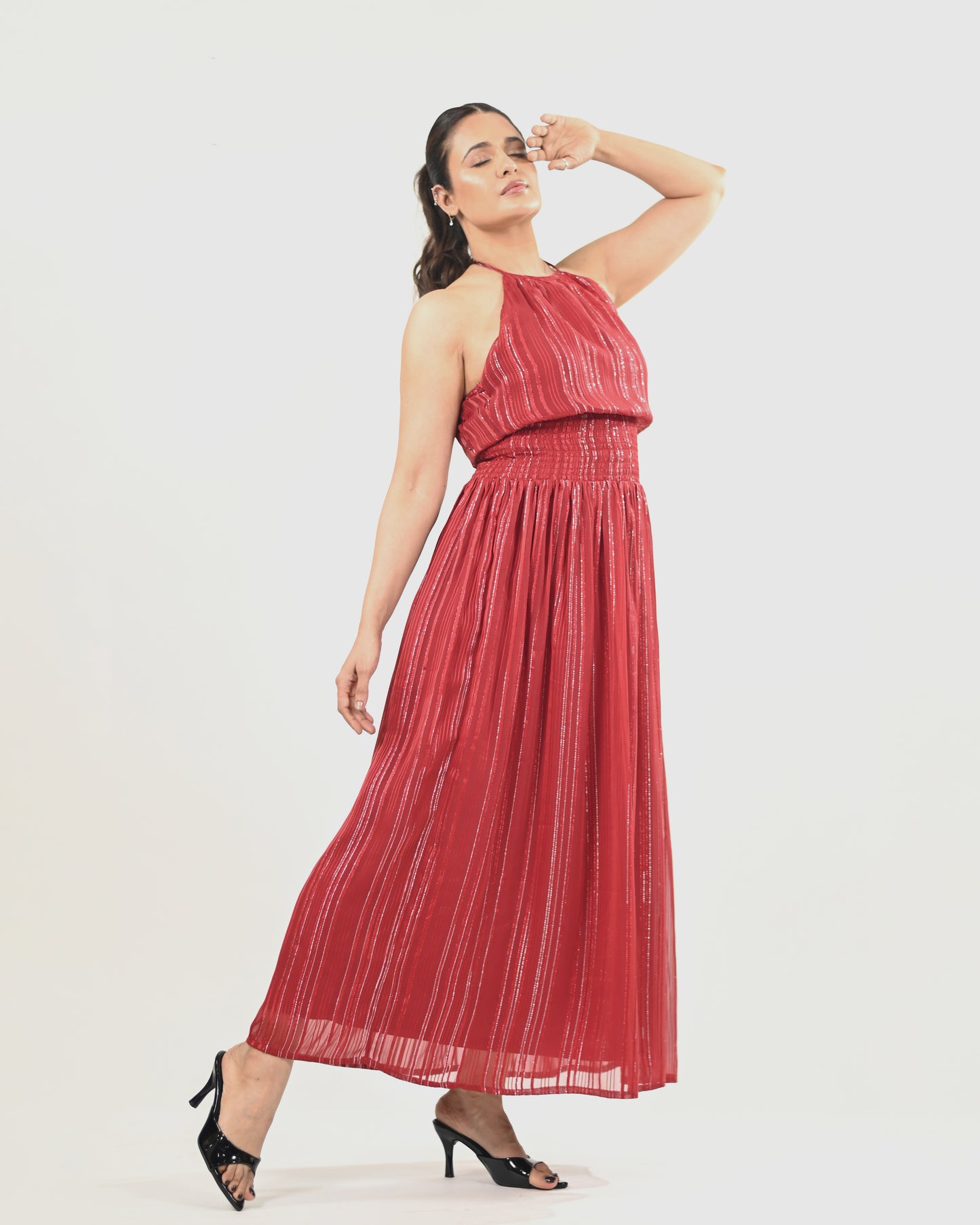 Crimson Radiance Maxi Dress