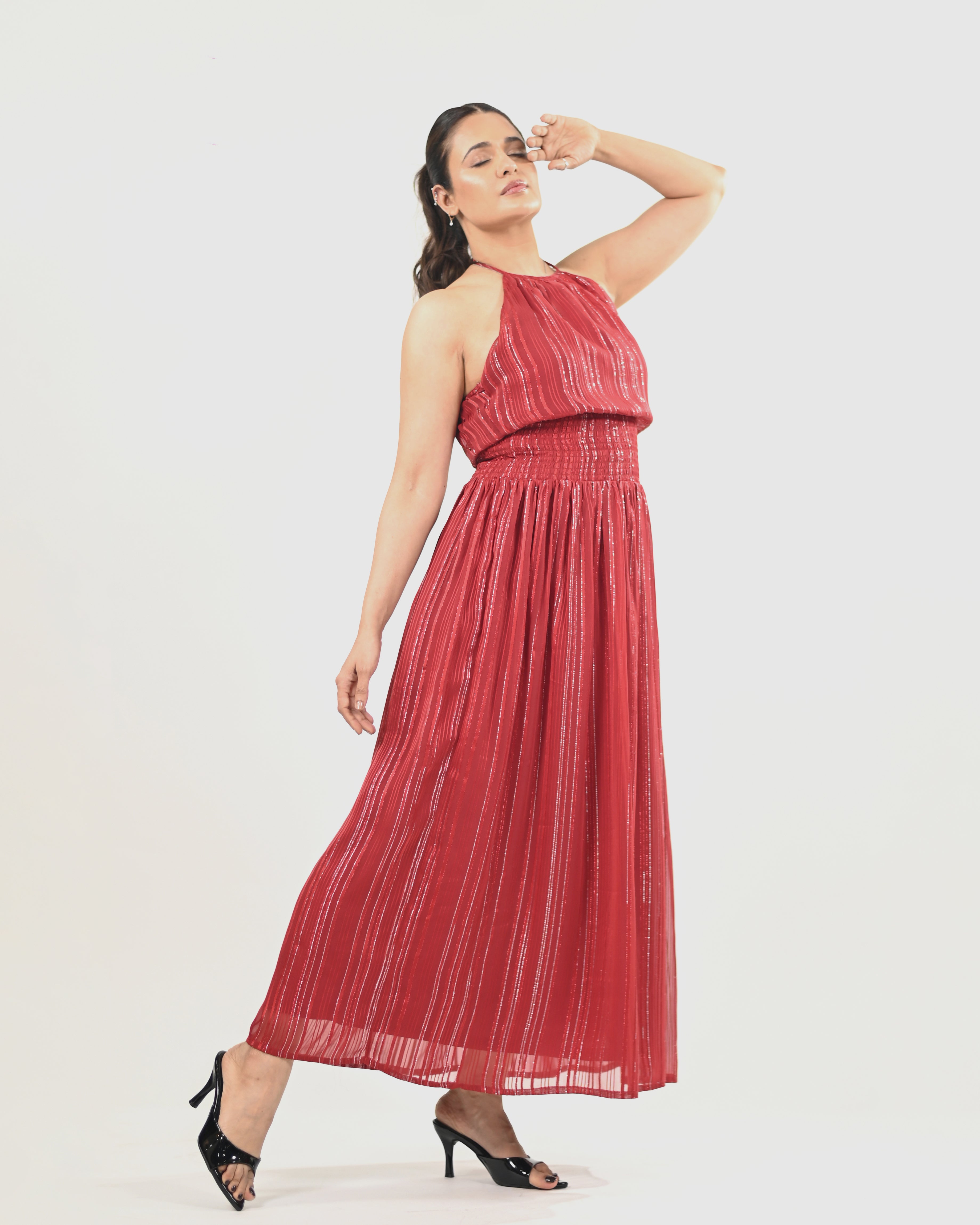 Crimson Radiance Maxi Dress