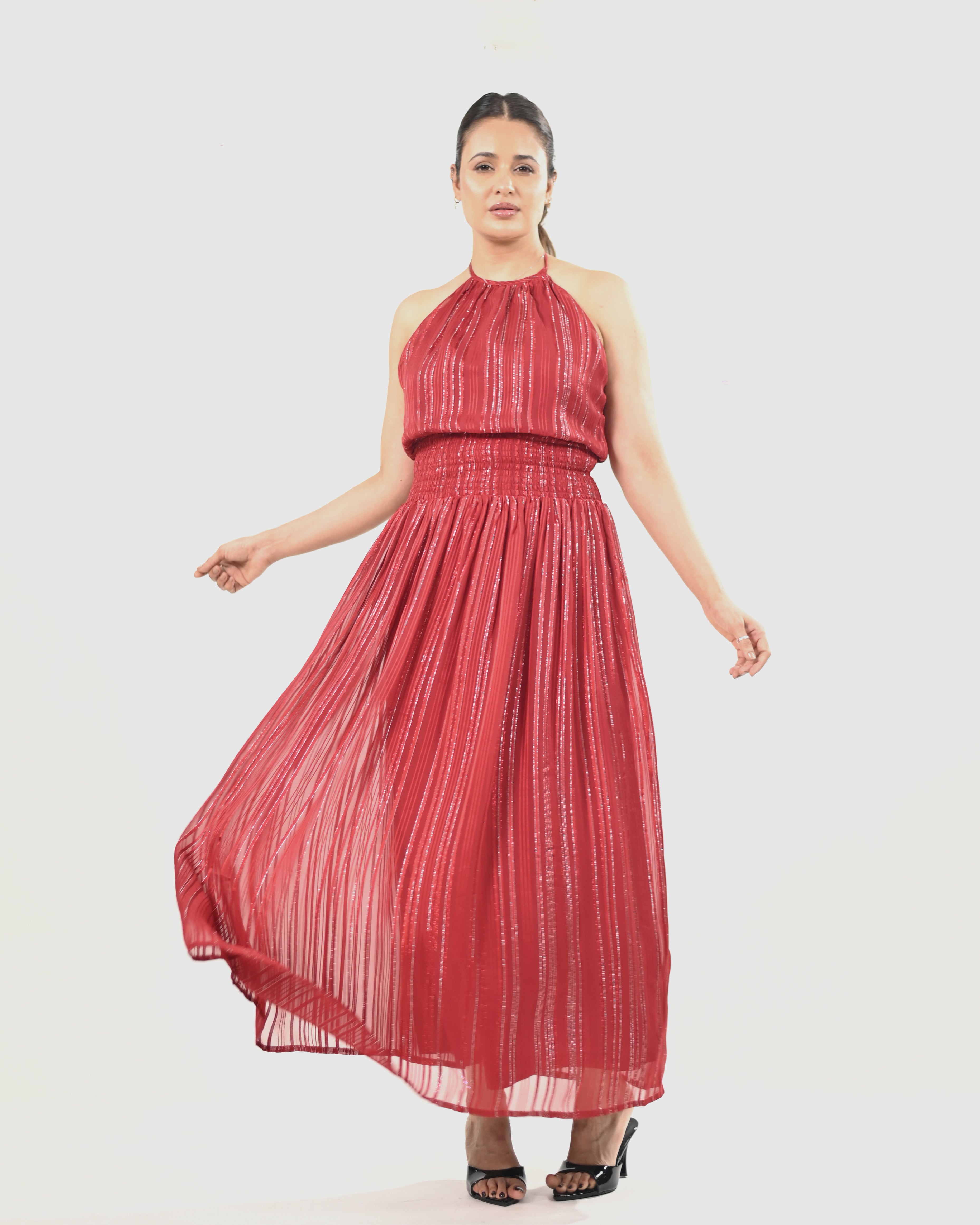 Crimson Radiance Maxi Dress