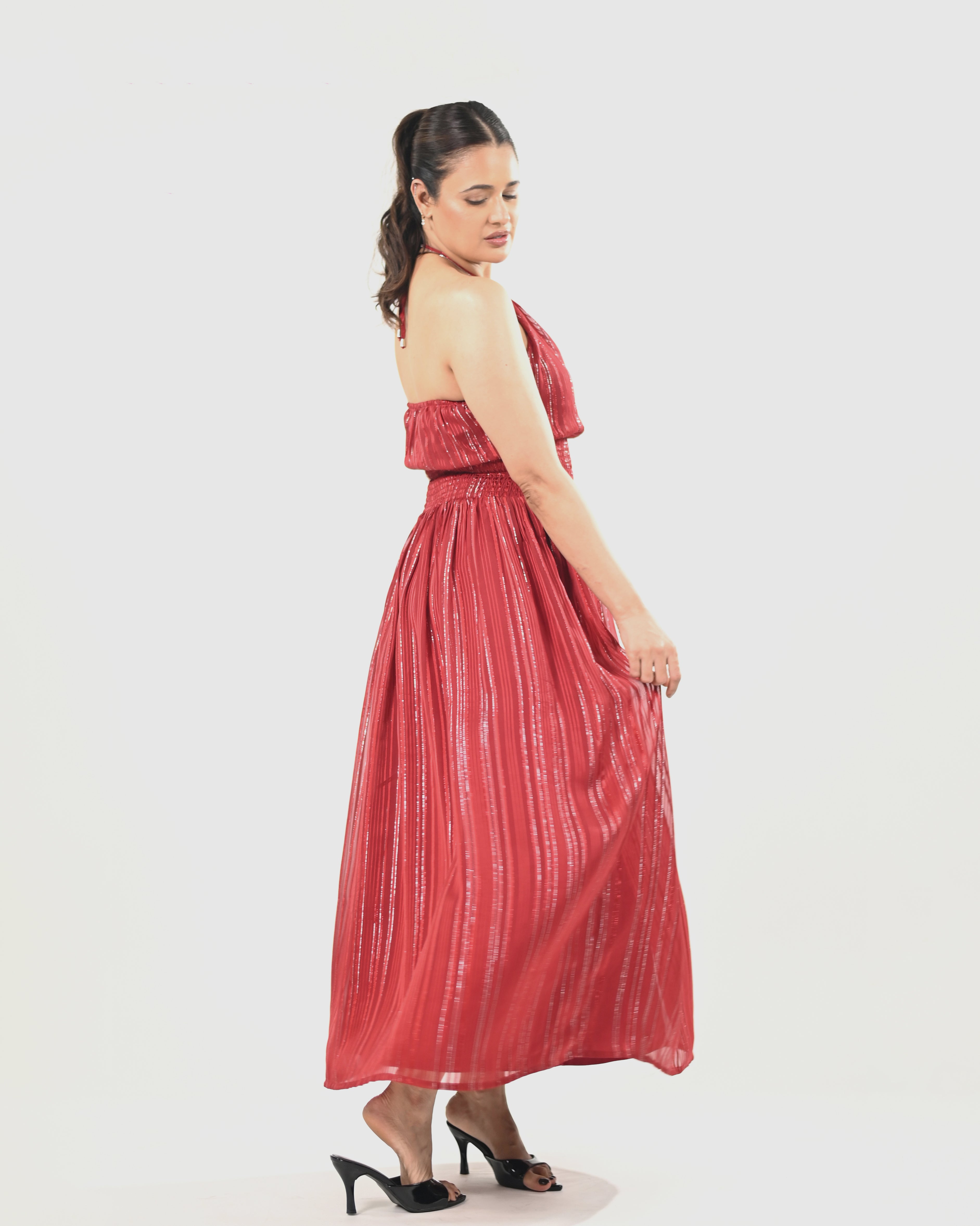 Crimson Radiance Maxi Dress