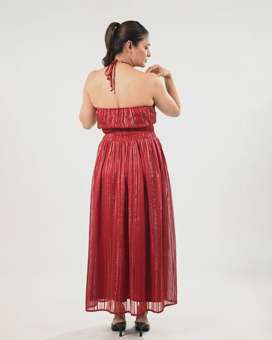 Crimson Radiance Maxi Dress