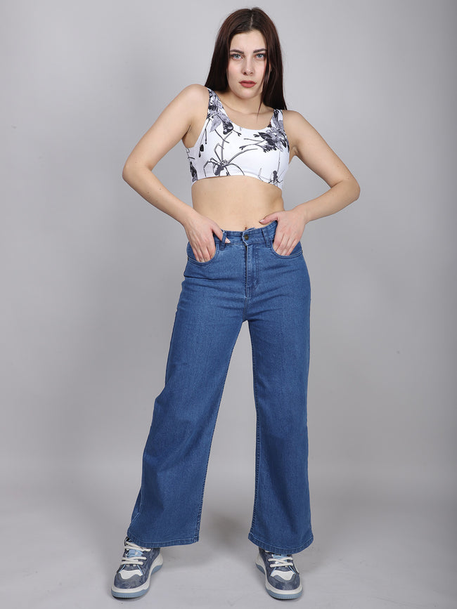 Blue High Waist Denim Jeans Hover Image
