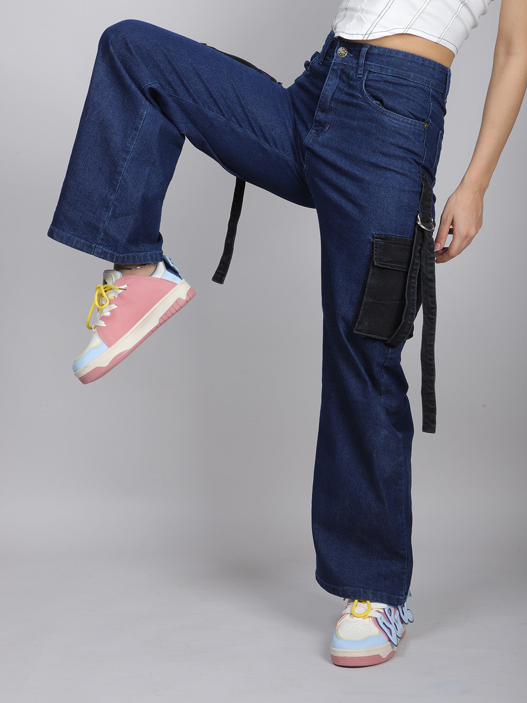 SIDE POCKET BLUE DENIM JEANS