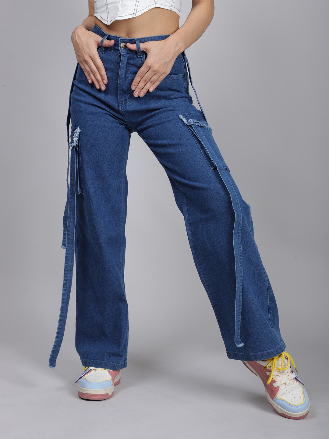 BLUE SIDE POCKET DENIM JEANS