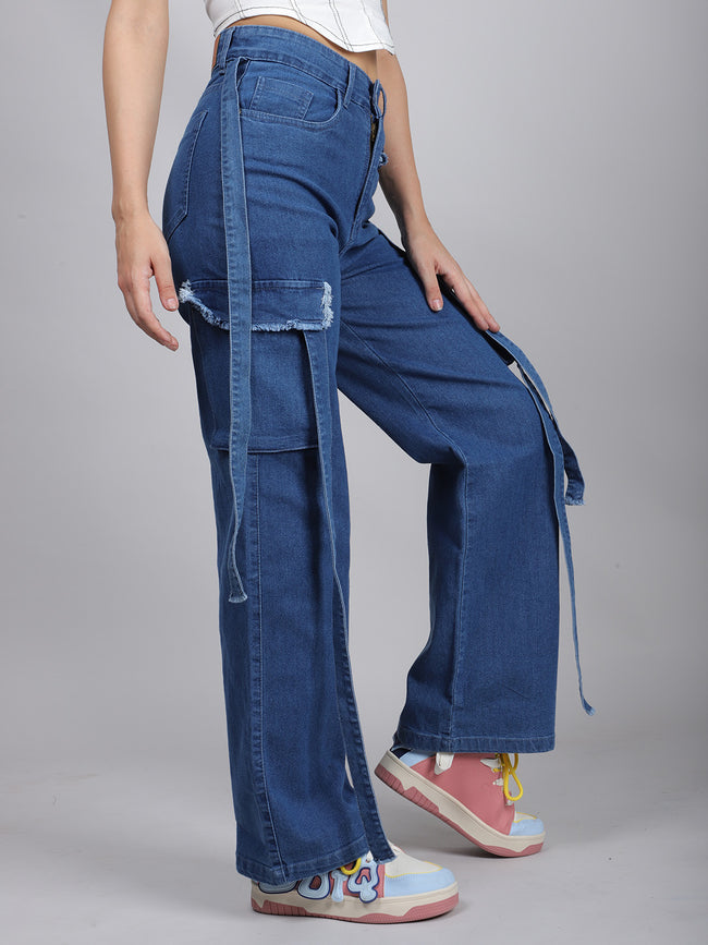 Blue Side Pocket Denim Jeans Hover Image