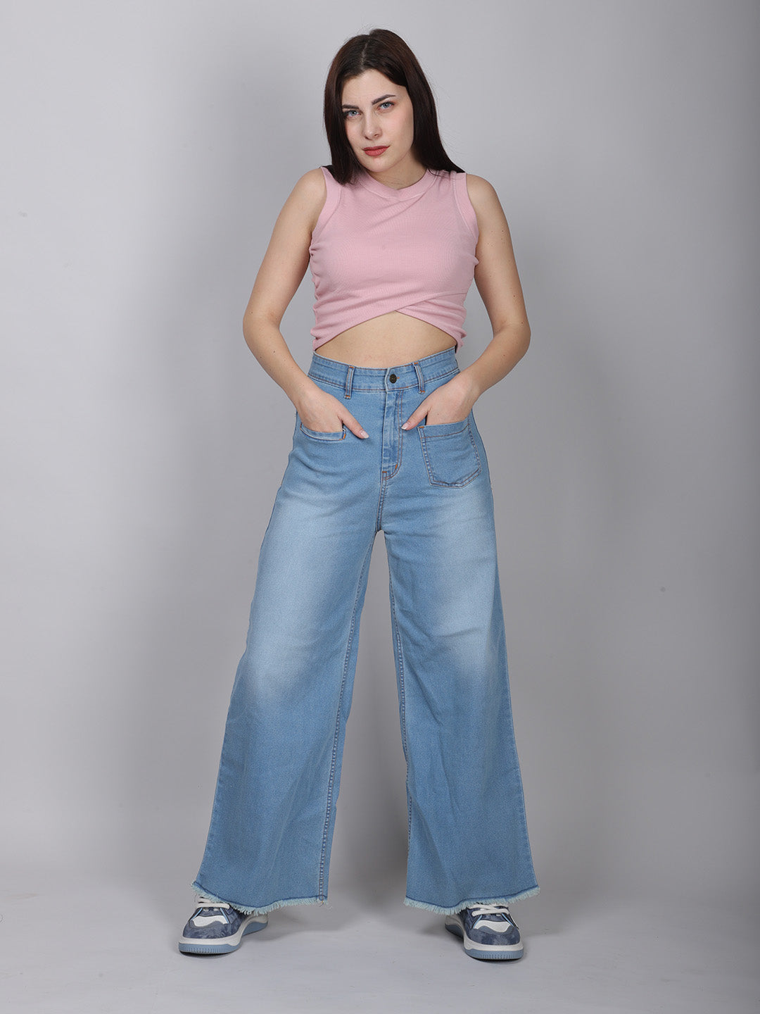 Light Blue Bone Pocket Straight Fit Jeans