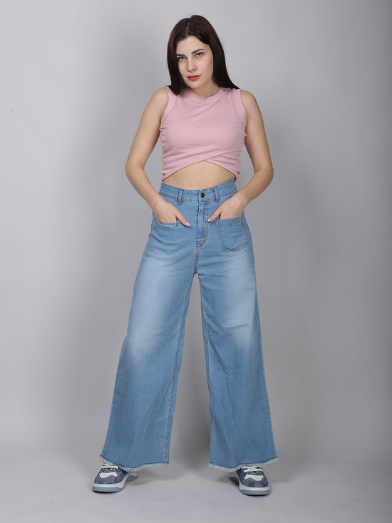 Light Blue Bone Pocket Straight Fit Jeans