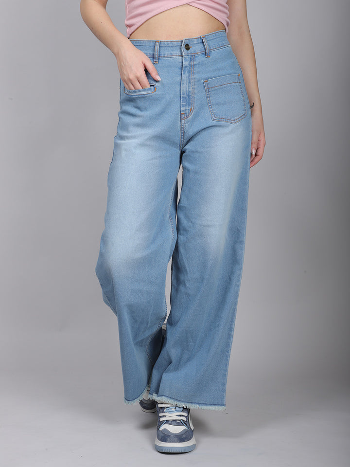Light Blue Bone Pocket Straight Fit Jeans