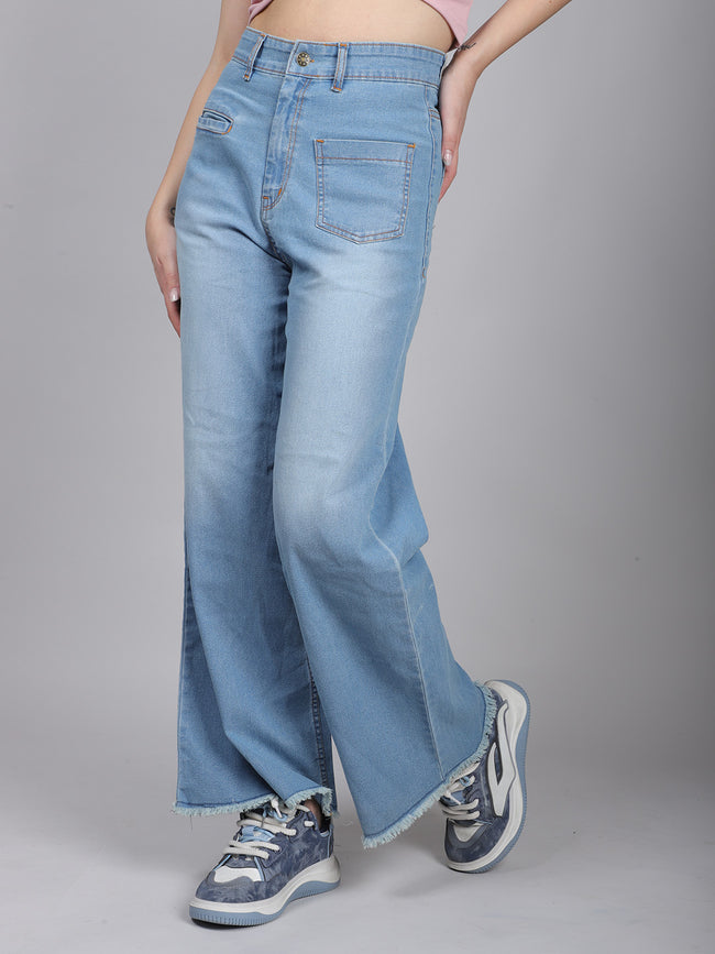 Light Blue Bone Pocket Straight Fit Jeans Main Image