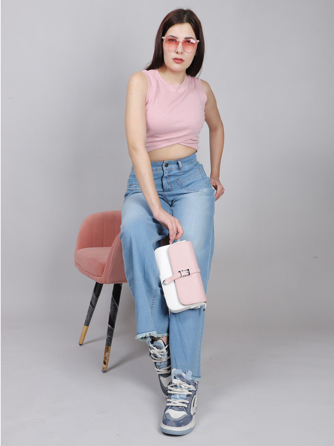 Light Blue Bone Pocket Straight Fit Jeans