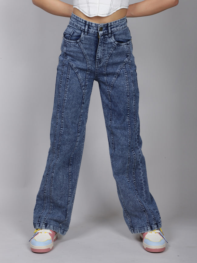 Blue Denim Solid Pocket Jeans Hover Image