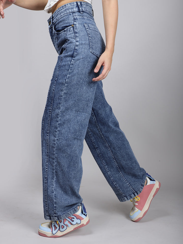 Blue Denim Solid Pocket Jeans
