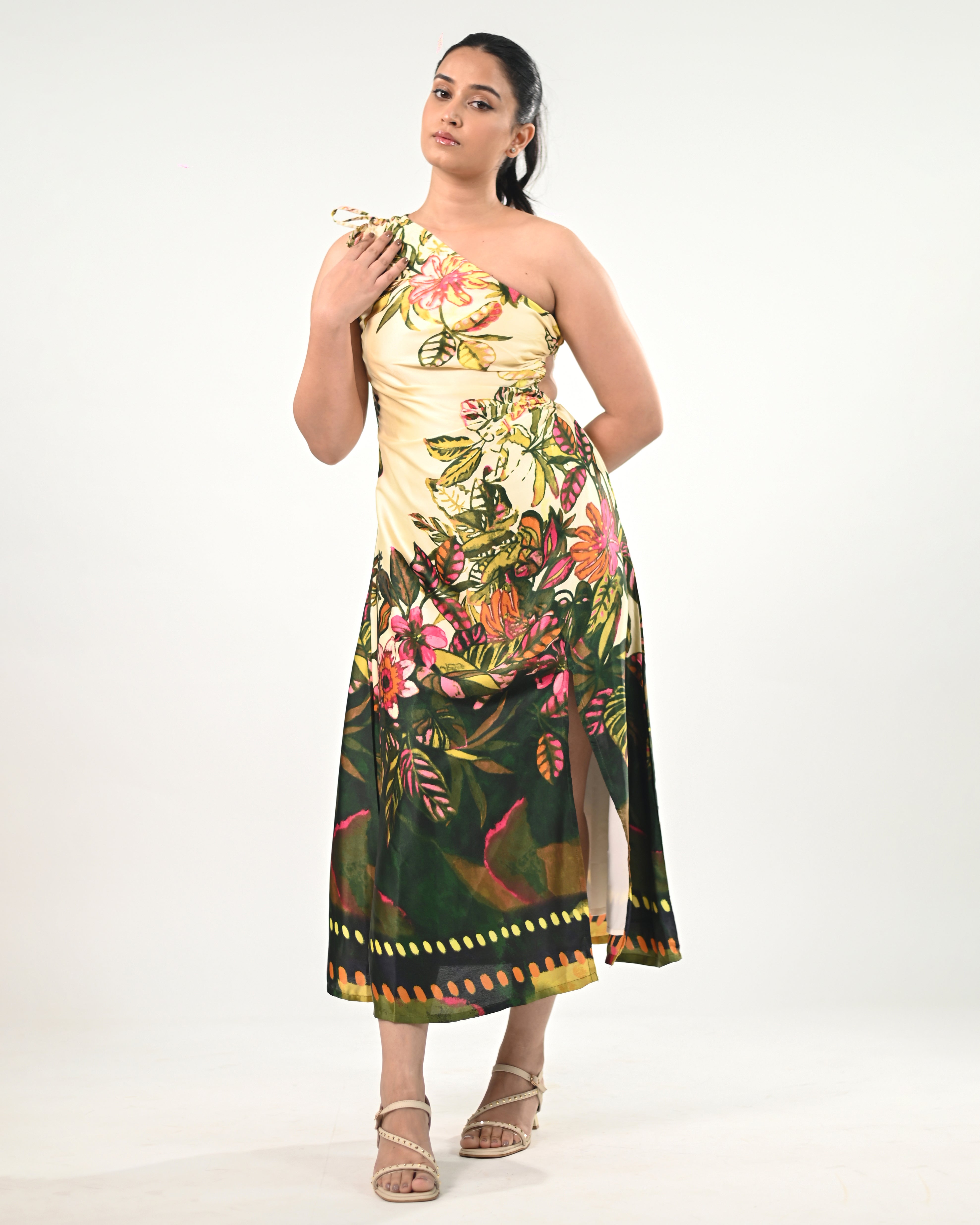 Forest Reverie One Shoulder Dress