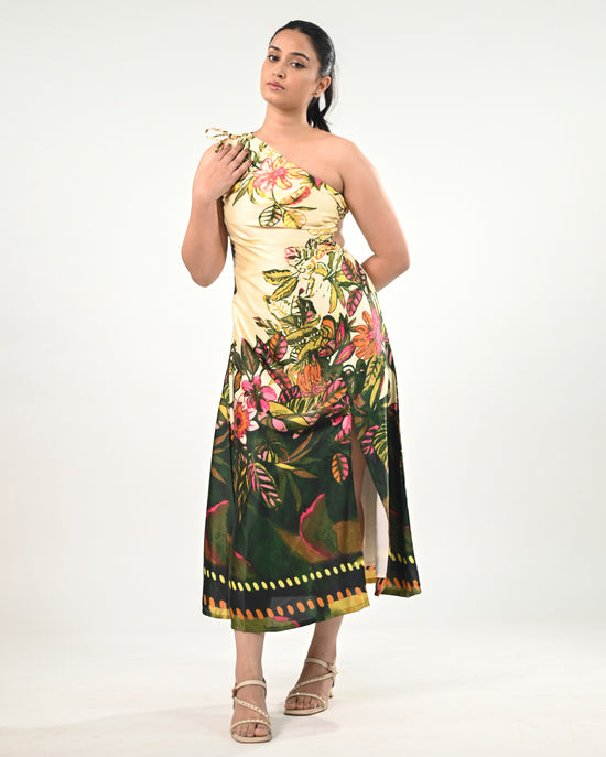 Forest Reverie One Shoulder Dress