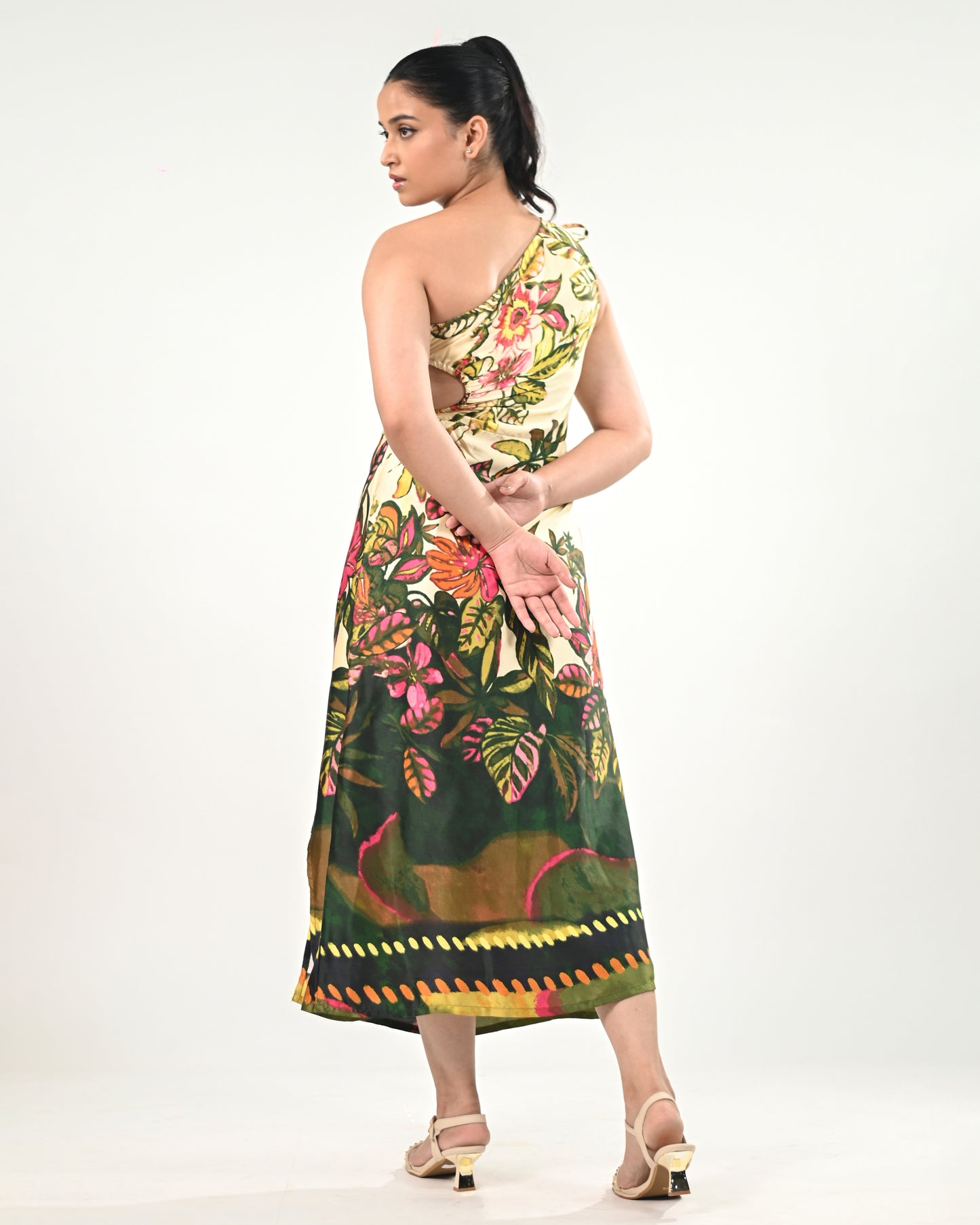 Forest Reverie One Shoulder Dress
