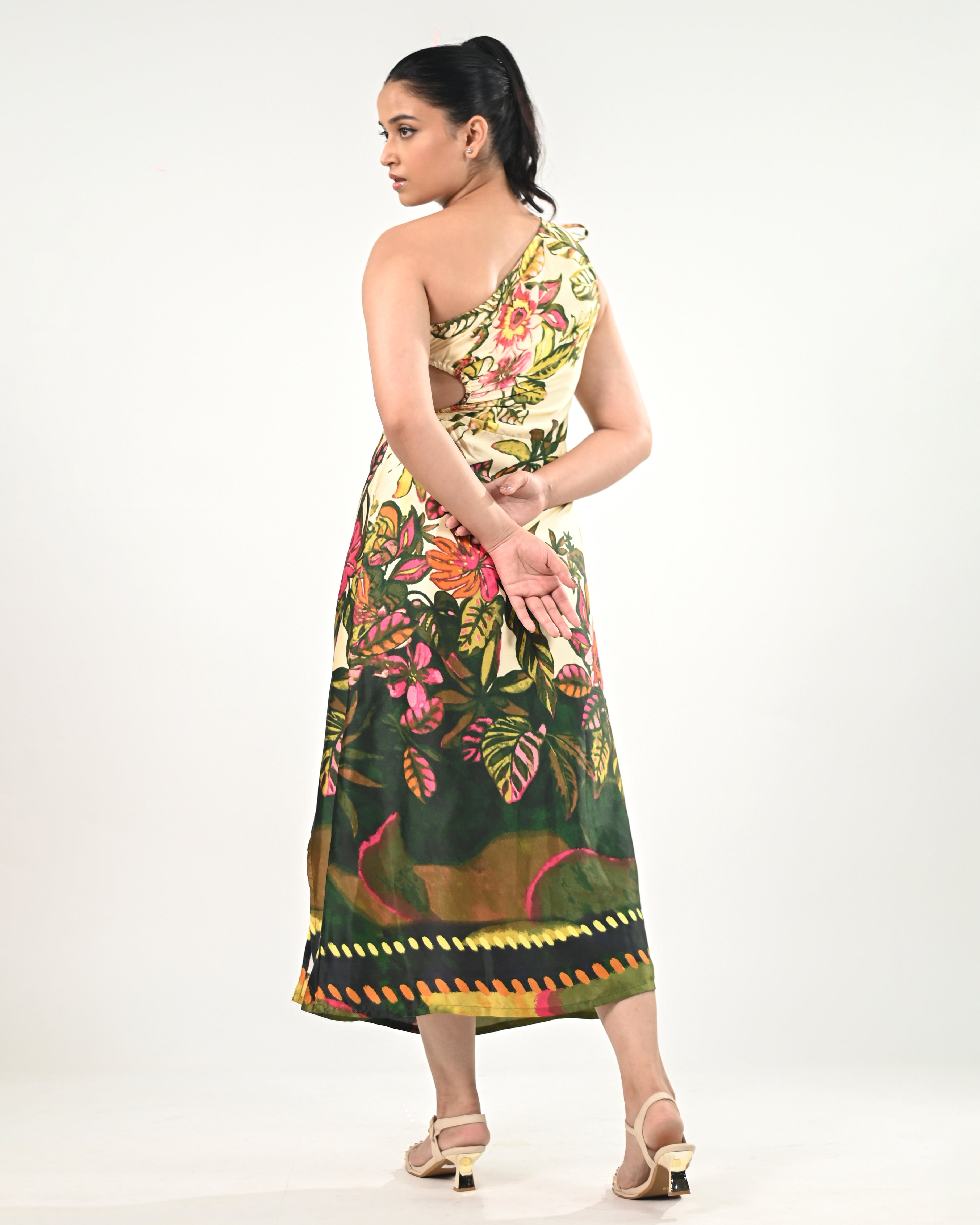 Forest Reverie One Shoulder Dress