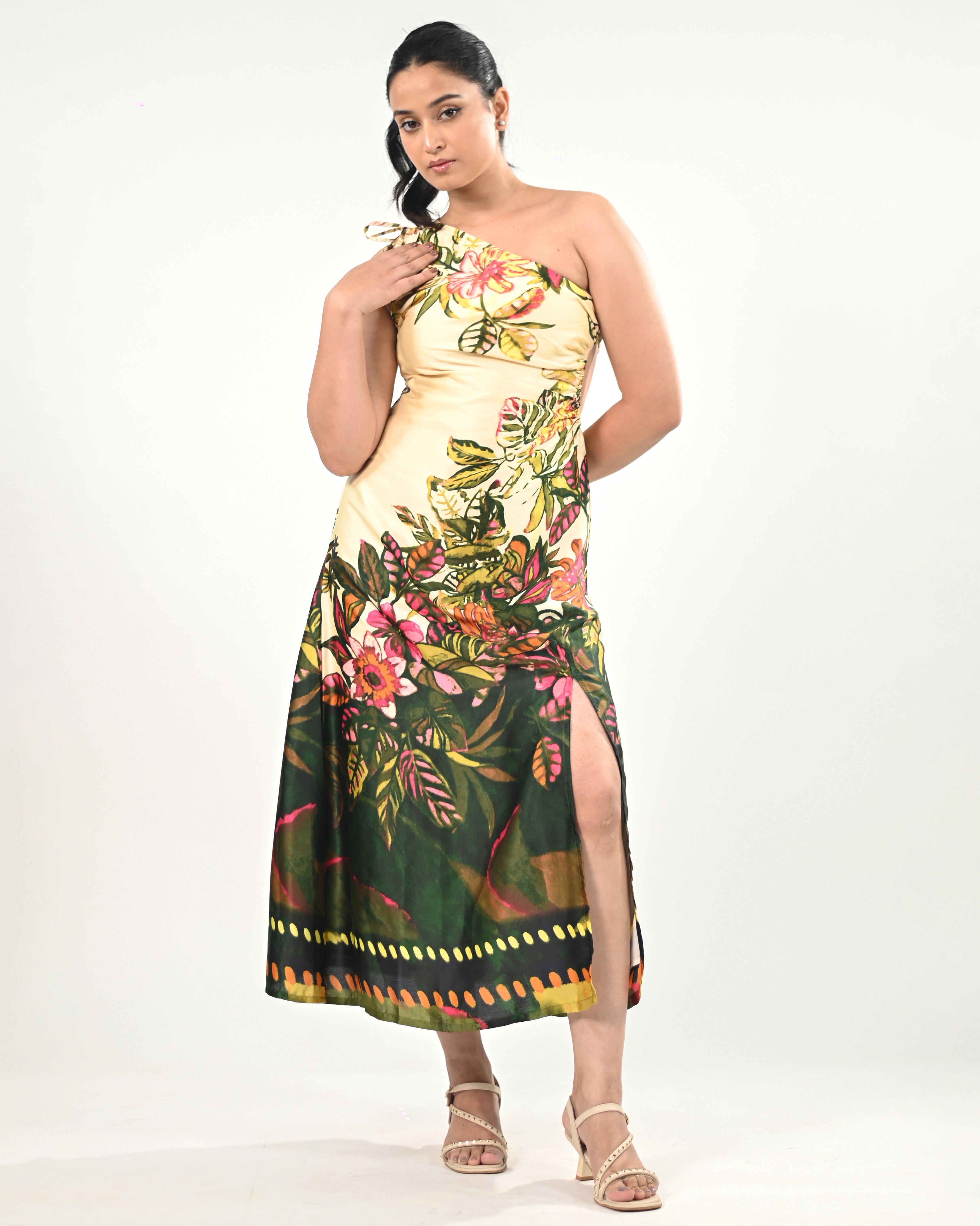 Forest Reverie One Shoulder Dress