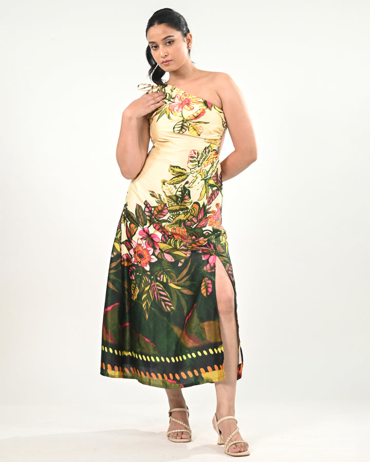 Forest Reverie One Shoulder Dress