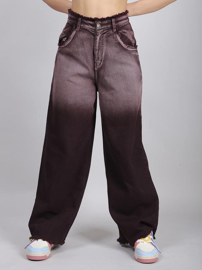 Straight Fit Ombre Raw Edges Jeans Hover Image