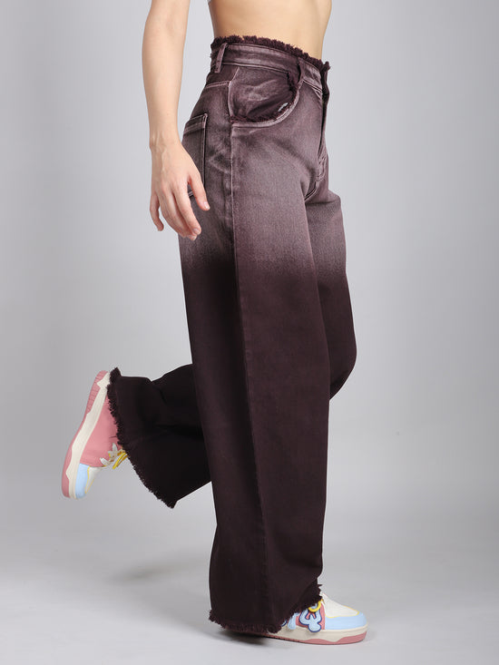 Straight Fit Ombre Raw Edges Jeans