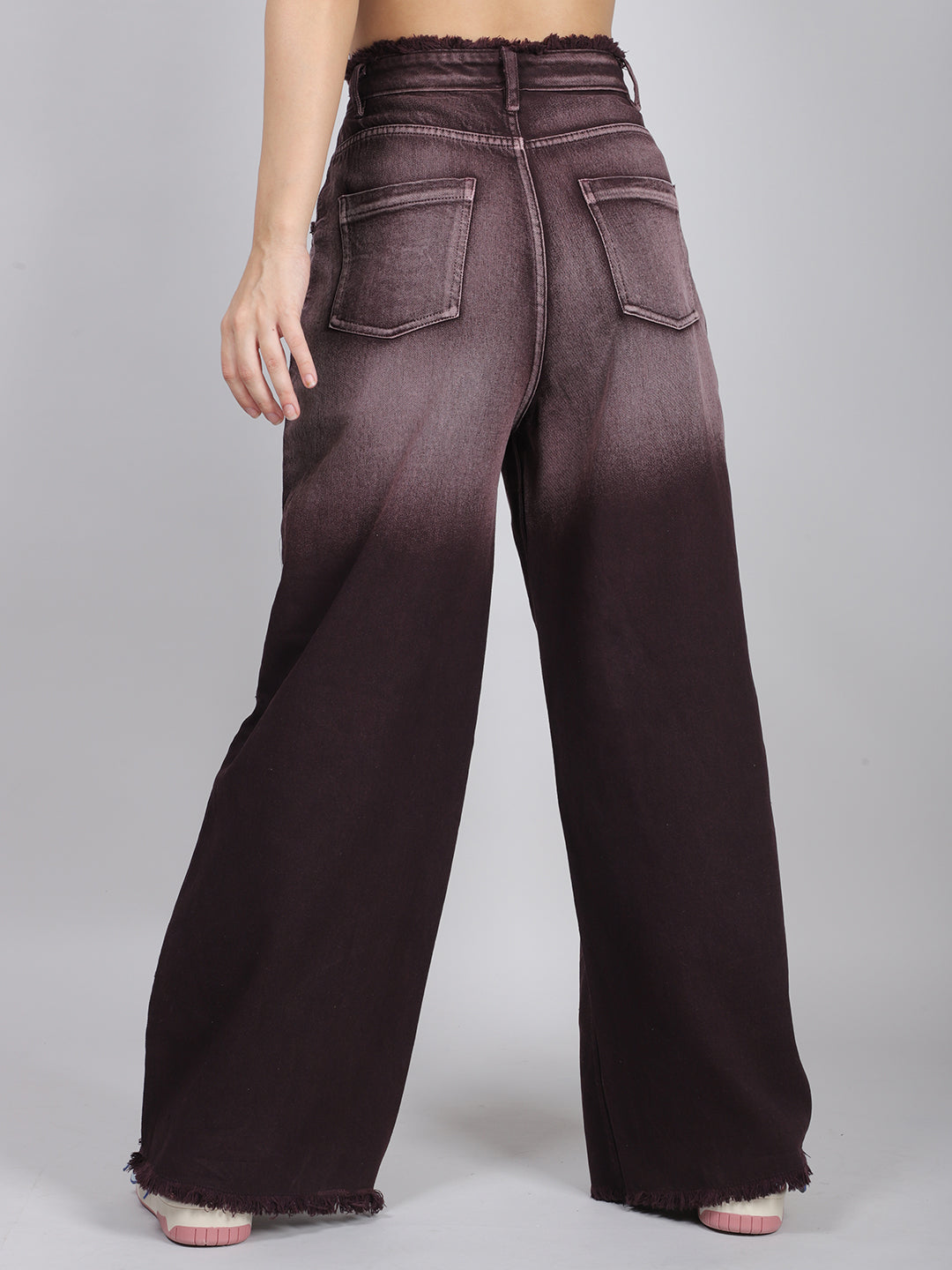 Straight Fit Ombre Raw Edges Jeans