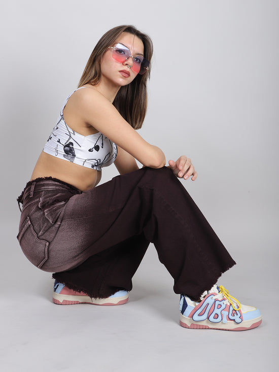 Straight Fit Ombre Raw Edges Jeans