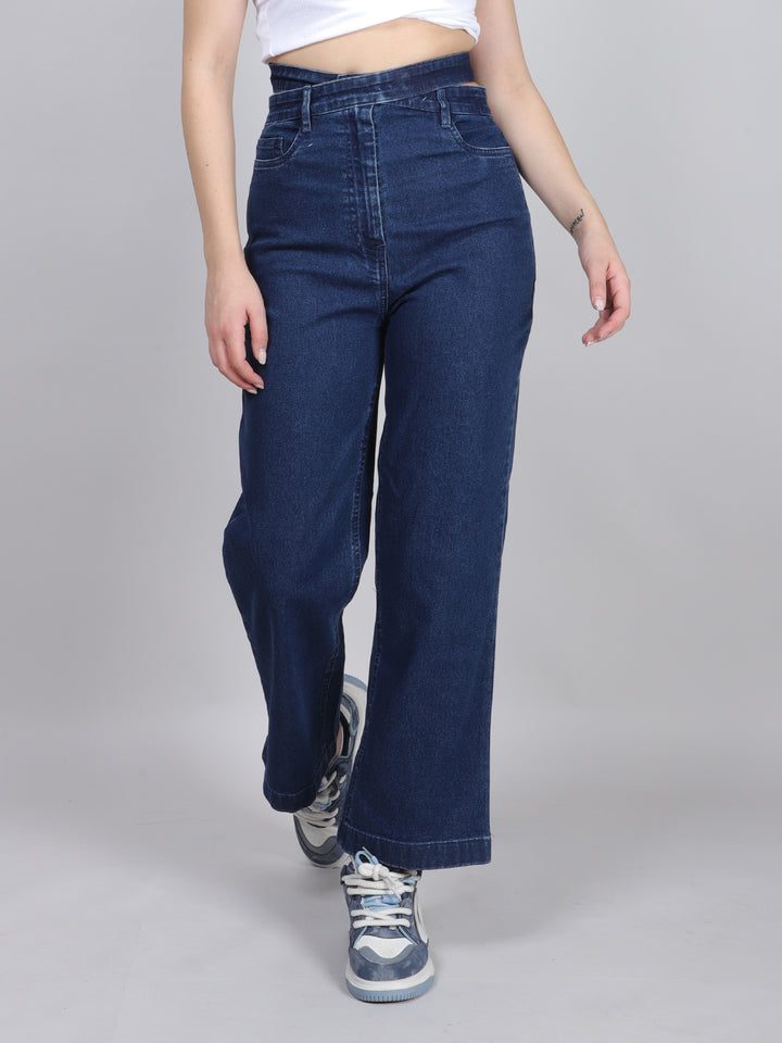 Straight Fit Long Belted Jeans