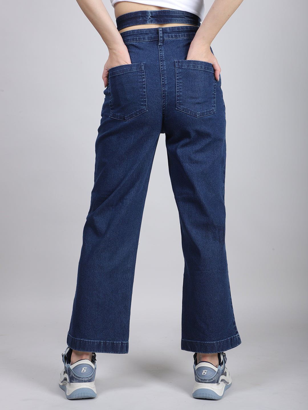 Straight Fit Long Belted Jeans