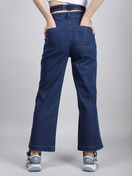 Straight Fit Long Belted Jeans
