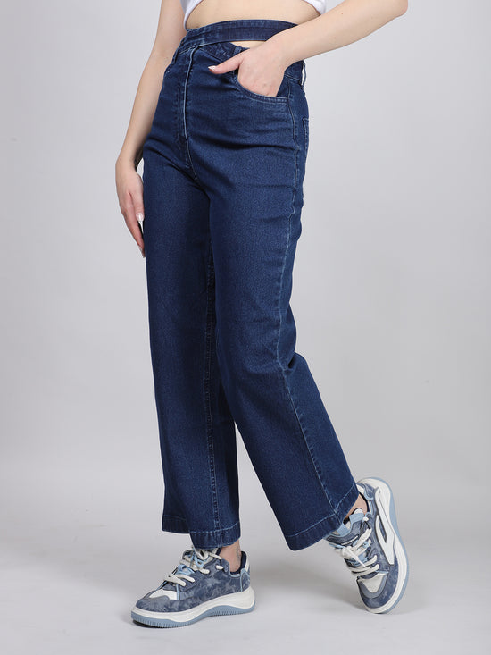 Straight Fit Long Belted Jeans