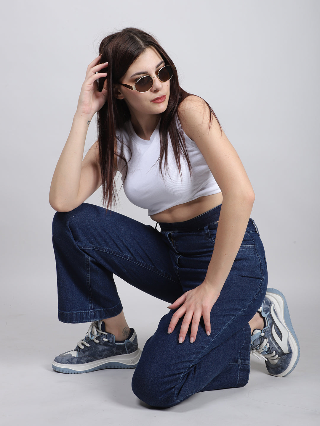 Straight Fit Long Belted Jeans