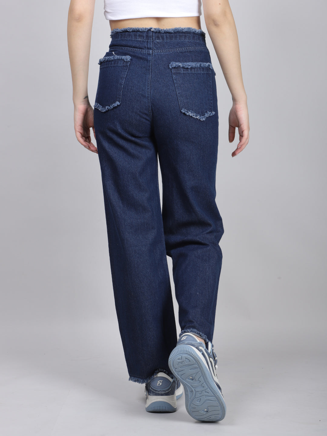 Front Drawstring Straight Jeans With Insert Pockets