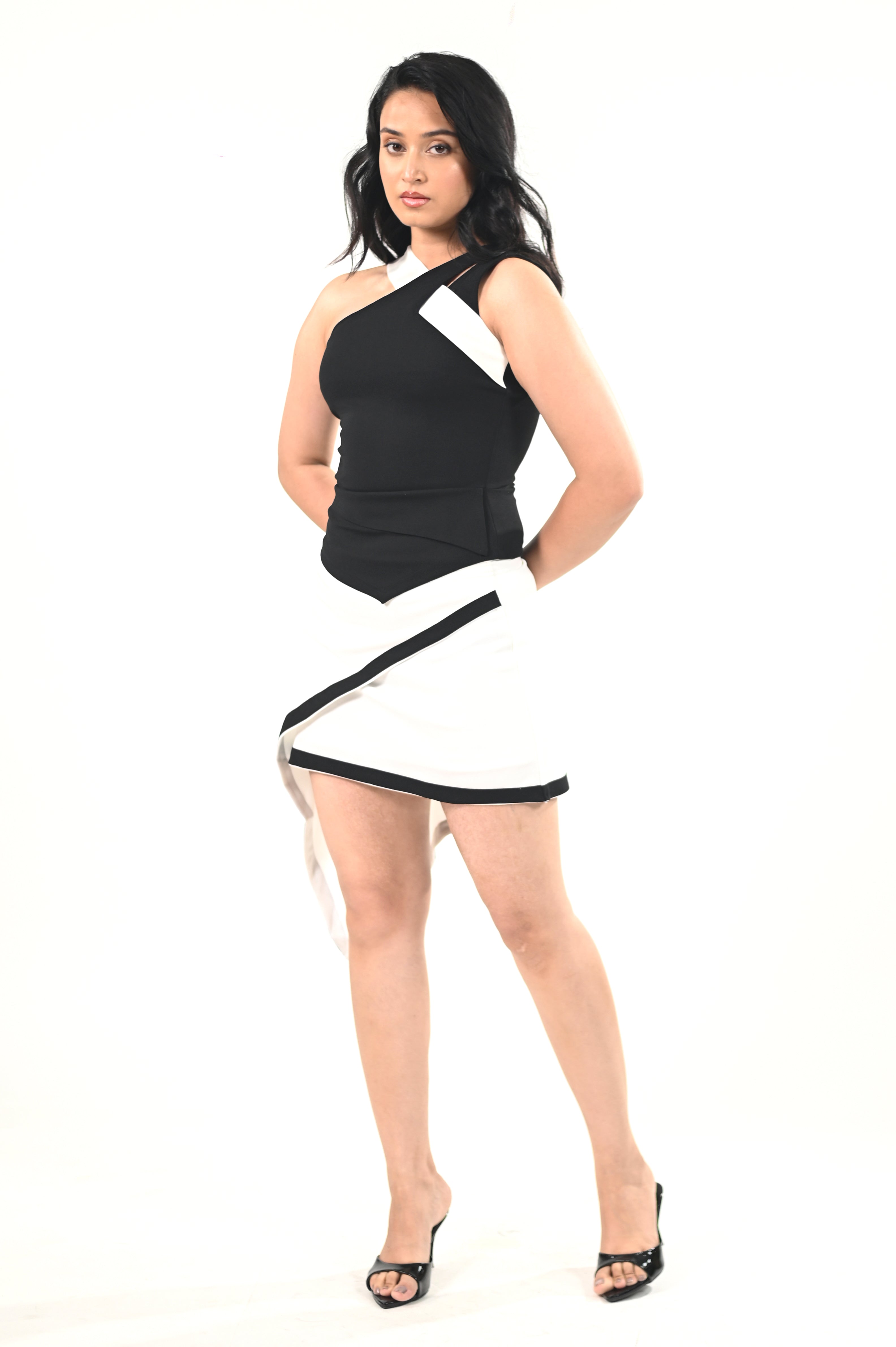 Asymmetrical Black & White Co-ord Set