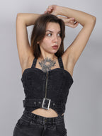 Sleeveless Denim Crop Top