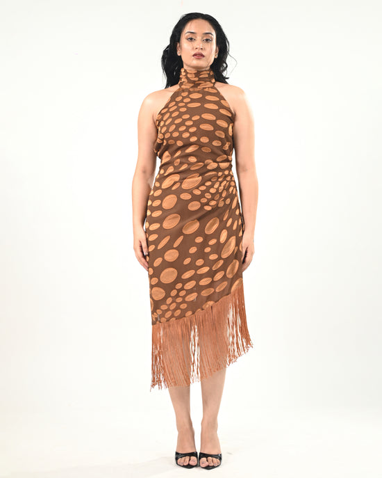 Dusky Polka Halter Neck Dress