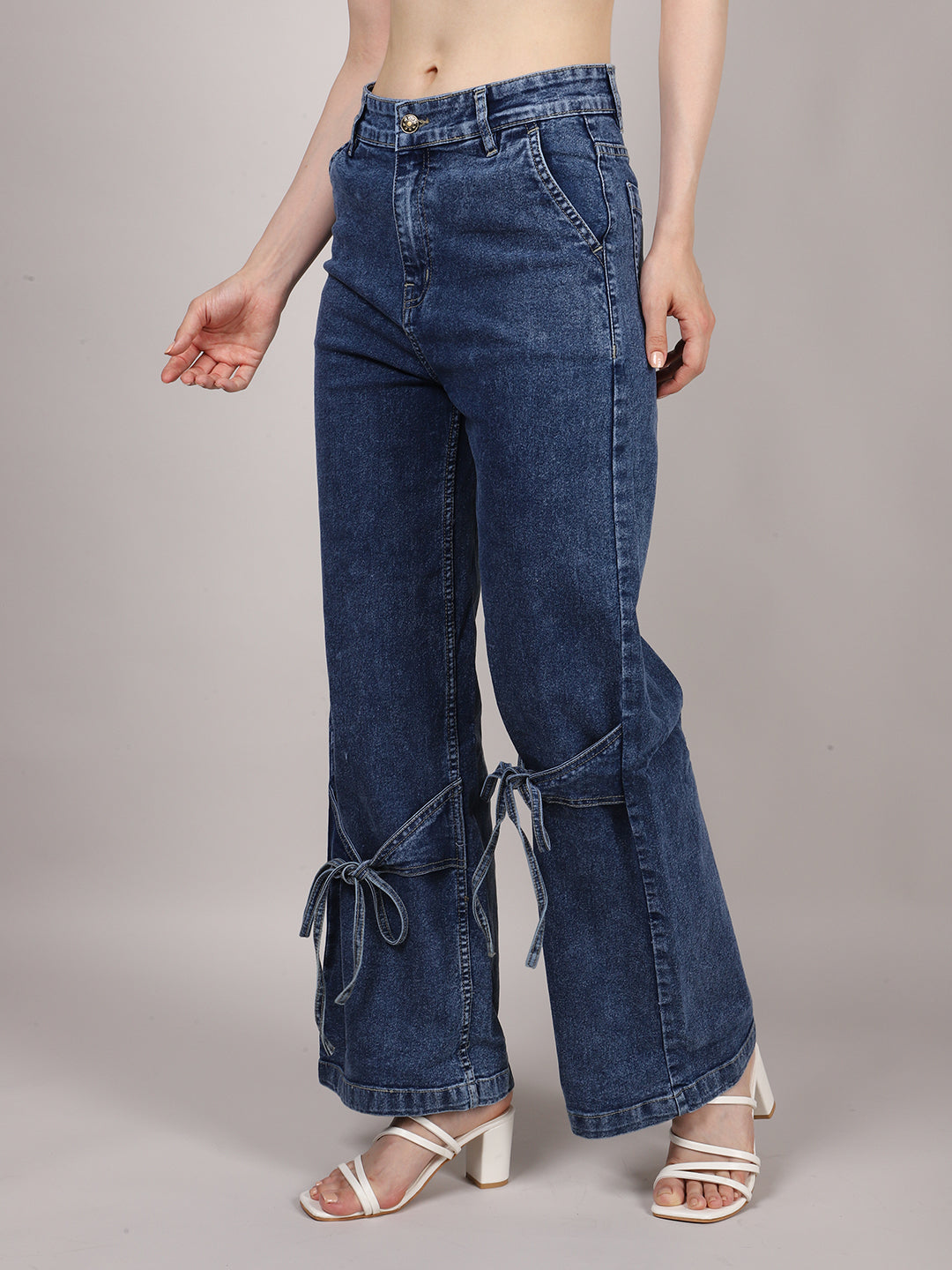 Denim Bowknot Wide Leg Jeans