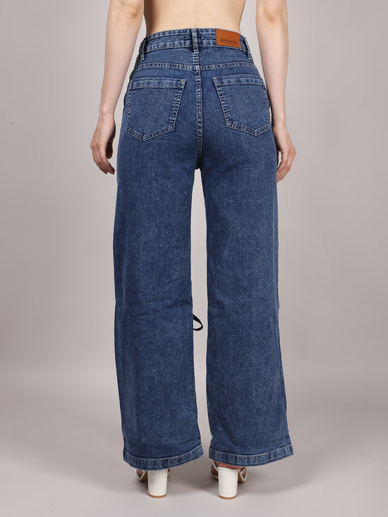 Denim Bowknot Wide Leg Jeans